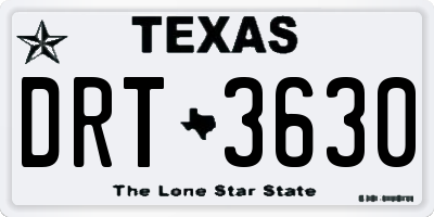 TX license plate DRT3630