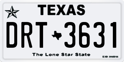 TX license plate DRT3631