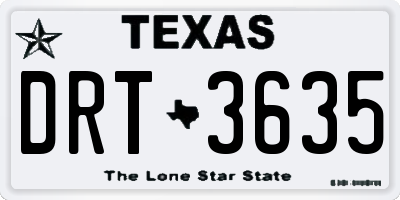TX license plate DRT3635