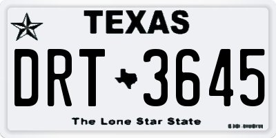 TX license plate DRT3645