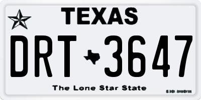 TX license plate DRT3647