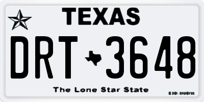 TX license plate DRT3648