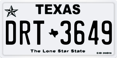 TX license plate DRT3649