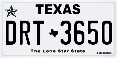 TX license plate DRT3650