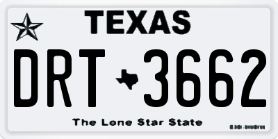 TX license plate DRT3662