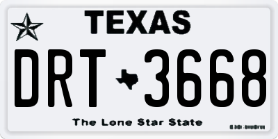 TX license plate DRT3668