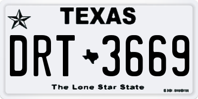 TX license plate DRT3669