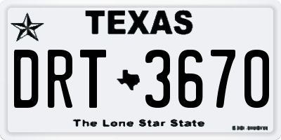 TX license plate DRT3670