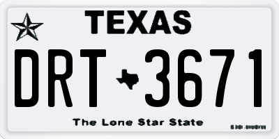 TX license plate DRT3671