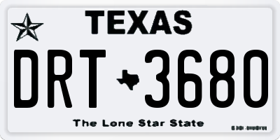 TX license plate DRT3680