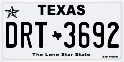 TX license plate DRT3692