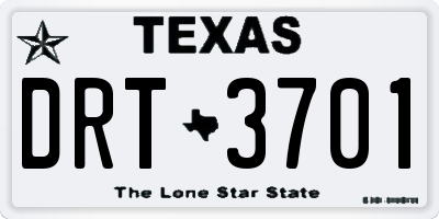 TX license plate DRT3701