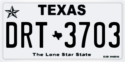 TX license plate DRT3703