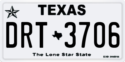 TX license plate DRT3706