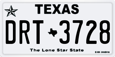 TX license plate DRT3728