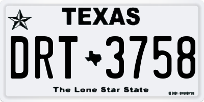 TX license plate DRT3758