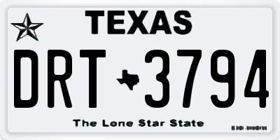 TX license plate DRT3794