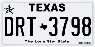 TX license plate DRT3798