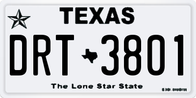 TX license plate DRT3801