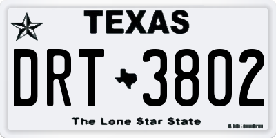 TX license plate DRT3802