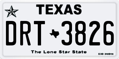 TX license plate DRT3826