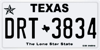 TX license plate DRT3834