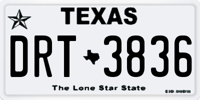 TX license plate DRT3836
