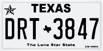TX license plate DRT3847