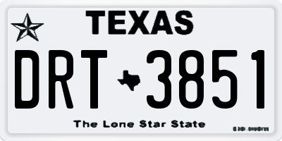TX license plate DRT3851