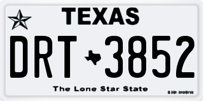 TX license plate DRT3852