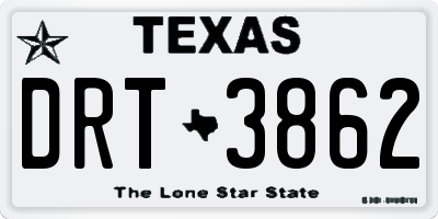 TX license plate DRT3862