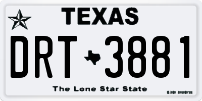 TX license plate DRT3881