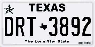 TX license plate DRT3892