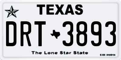 TX license plate DRT3893