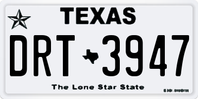 TX license plate DRT3947