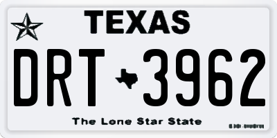 TX license plate DRT3962