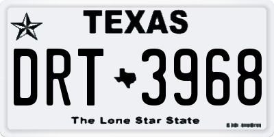 TX license plate DRT3968