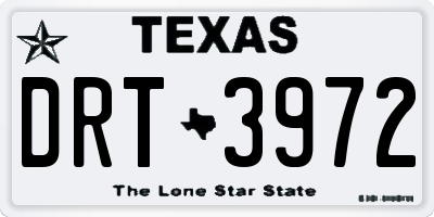 TX license plate DRT3972