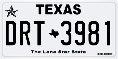 TX license plate DRT3981