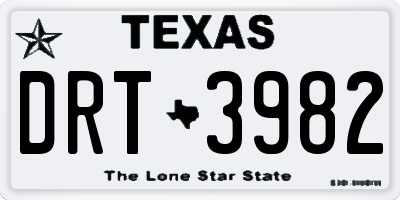 TX license plate DRT3982