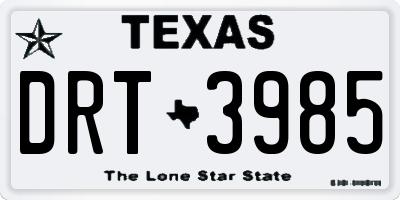 TX license plate DRT3985