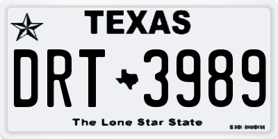 TX license plate DRT3989