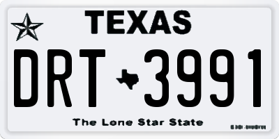 TX license plate DRT3991