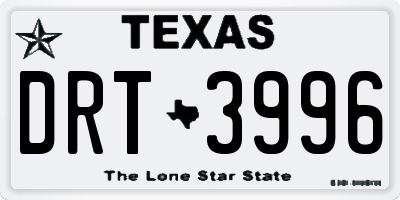 TX license plate DRT3996