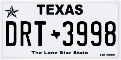 TX license plate DRT3998