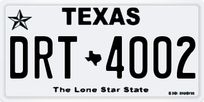 TX license plate DRT4002