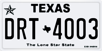 TX license plate DRT4003