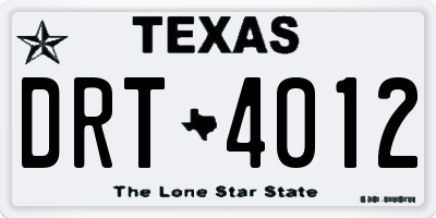 TX license plate DRT4012