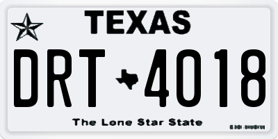 TX license plate DRT4018