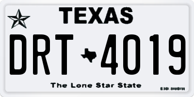 TX license plate DRT4019
